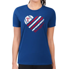 Royal Texas Rangers G-III 4Her by Carl Banks Women's Super-Slim Fit Lightweight Heart Graphic T-Shirt