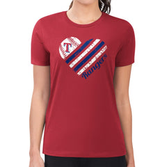 Red Texas Rangers G-III 4Her by Carl Banks Women's Super-Slim Fit Lightweight Heart Graphic T-Shirt