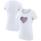 White Texas Rangers G-III 4Her by Carl Banks Women's Super-Slim Fit Lightweight Heart Graphic T-Shirt