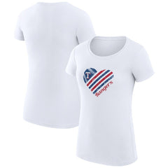 White Texas Rangers G-III 4Her by Carl Banks Women's Super-Slim Fit Lightweight Heart Graphic T-Shirt