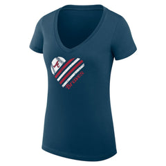 Navy Atlanta Braves G-III 4Her by Carl Banks Women's Super-Slim Fit Lightweight Heart V-Neck T-Shirt