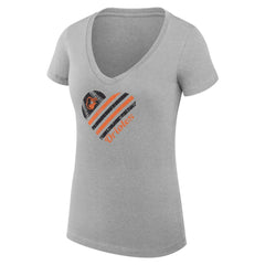 Heather Gray Baltimore Orioles G-III 4Her by Carl Banks Women's Super-Slim Fit Lightweight Heart V-Neck T-Shirt