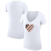 White Baltimore Orioles G-III 4Her by Carl Banks Women's Super-Slim Fit Lightweight Heart V-Neck T-Shirt