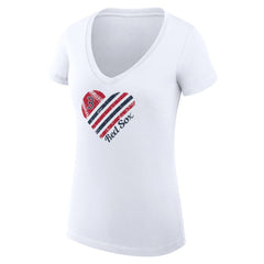 White Boston Red Sox G-III 4Her by Carl Banks Women's Super-Slim Fit Lightweight Heart V-Neck T-Shirt