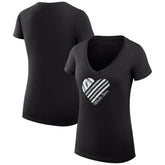 Black Chicago White Sox G-III 4Her by Carl Banks Women's Super-Slim Fit Lightweight Heart V-Neck T-Shirt