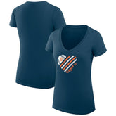 Navy Detroit Tigers G-III 4Her by Carl Banks Women's Super-Slim Fit Lightweight Heart V-Neck T-Shirt
