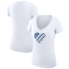 White Los Angeles Dodgers G-III 4Her by Carl Banks Women's Super-Slim Fit Lightweight Heart V-Neck T-Shirt