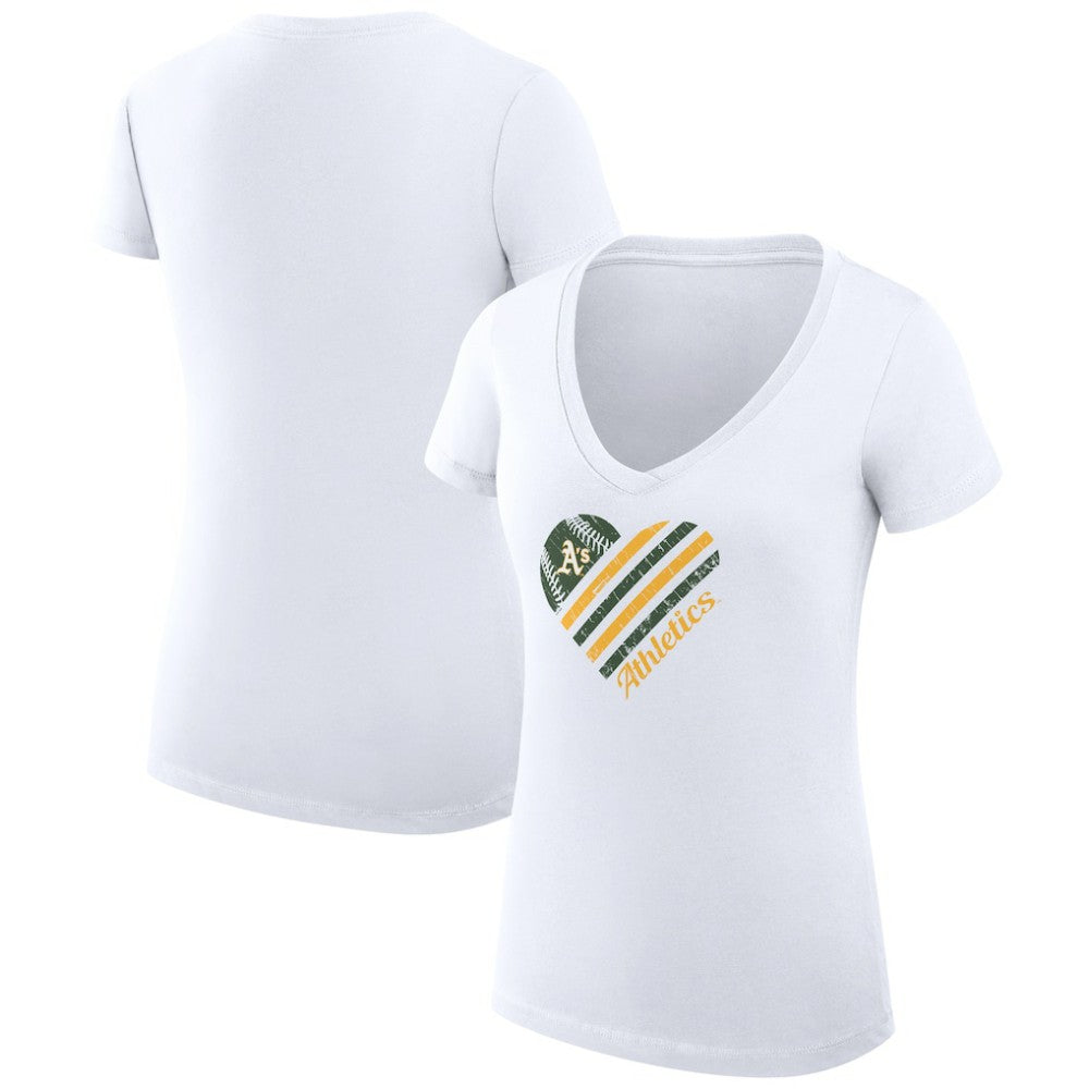 White Athletics G-III 4Her by Carl Banks Women's Super-Slim Fit Lightweight Heart V-Neck T-Shirt