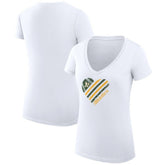 White Athletics G-III 4Her by Carl Banks Women's Super-Slim Fit Lightweight Heart V-Neck T-Shirt