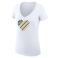 White Athletics G-III 4Her by Carl Banks Women's Super-Slim Fit Lightweight Heart V-Neck T-Shirt