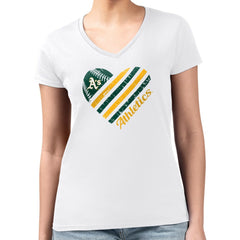 White Athletics G-III 4Her by Carl Banks Women's Super-Slim Fit Lightweight Heart V-Neck T-Shirt