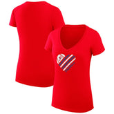 Red Philadelphia Phillies G-III 4Her by Carl Banks Women's Super-Slim Fit Lightweight Heart V-Neck T-Shirt