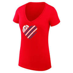 Red Philadelphia Phillies G-III 4Her by Carl Banks Women's Super-Slim Fit Lightweight Heart V-Neck T-Shirt