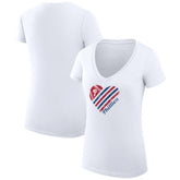 White Philadelphia Phillies G-III 4Her by Carl Banks Women's Super-Slim Fit Lightweight Heart V-Neck T-Shirt