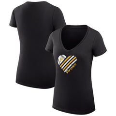 Black Pittsburgh Pirates G-III 4Her by Carl Banks Women's Super-Slim Fit Lightweight Heart V-Neck T-Shirt