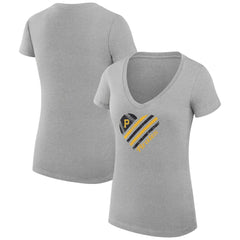 Heather Gray Pittsburgh Pirates G-III 4Her by Carl Banks Women's Super-Slim Fit Lightweight Heart V-Neck T-Shirt