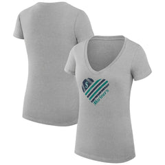 Heather Gray Seattle Mariners G-III 4Her by Carl Banks Women's Super-Slim Fit Lightweight Heart V-Neck T-Shirt