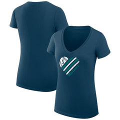 Navy Seattle Mariners G-III 4Her by Carl Banks Women's Super-Slim Fit Lightweight Heart V-Neck T-Shirt