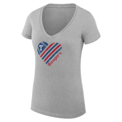 Heather Gray Texas Rangers G-III 4Her by Carl Banks Women's Super-Slim Fit Lightweight Heart V-Neck T-Shirt