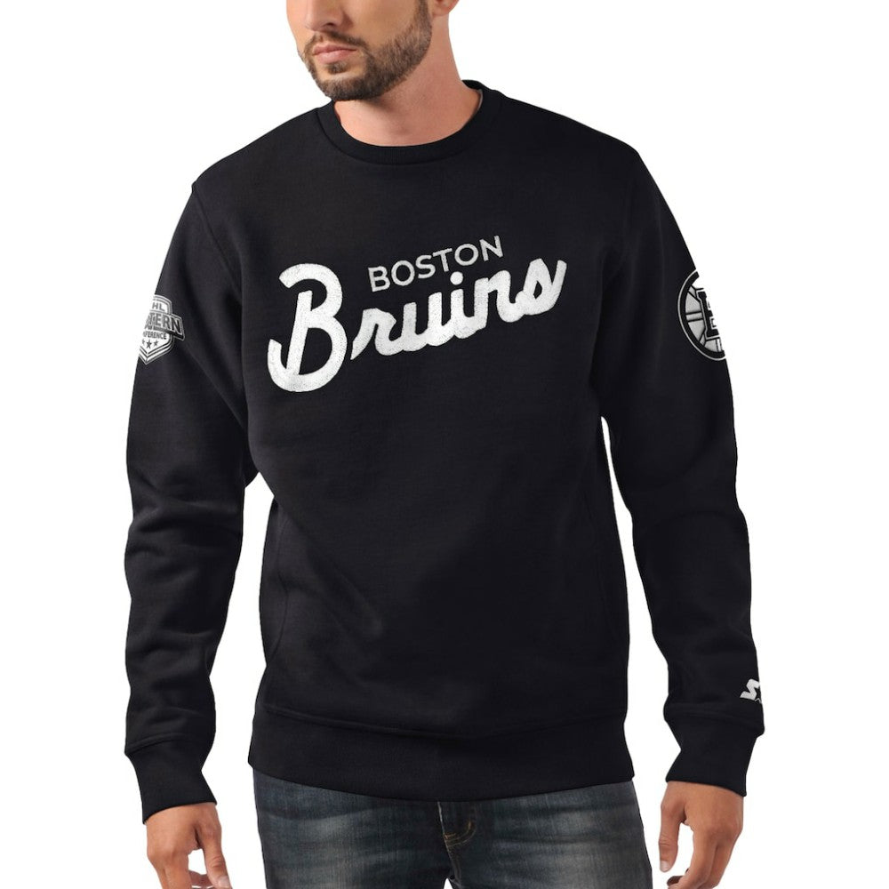 NHL Boston Bruins Starter x NHL Black Ice Cross Check Pullover Sweatshirt