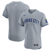Gray Kansas City Royals Nike Road Vapor Premier Elite Patch Jersey