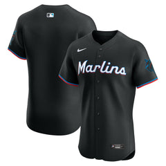 Black Miami Marlins Nike Alternate Vapor Premier Elite Patch Jersey