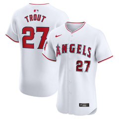 White Mike Trout Los Angeles Angels Nike Home Elite Player Jersey