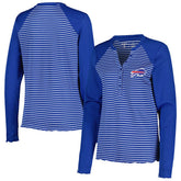 Antigua Women's Maverick Waffle Henley Long Sleeve T-Shirt - Buffalo Bills T-shirts
