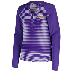 Antigua Women's Maverick Waffle Henley Long Sleeve T-Shirt - Minnesota Vikings T-shirts