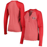 Antigua Women's Maverick Waffle Henley Long Sleeve T-Shirt - San Francisco 49ers T-shirts
