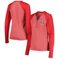 Antigua Women's Maverick Waffle Henley Long Sleeve T-Shirt - San Francisco 49ers T-shirts