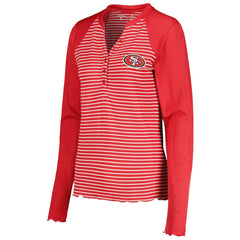 Antigua Women's Maverick Waffle Henley Long Sleeve T-Shirt - San Francisco 49ers T-shirts