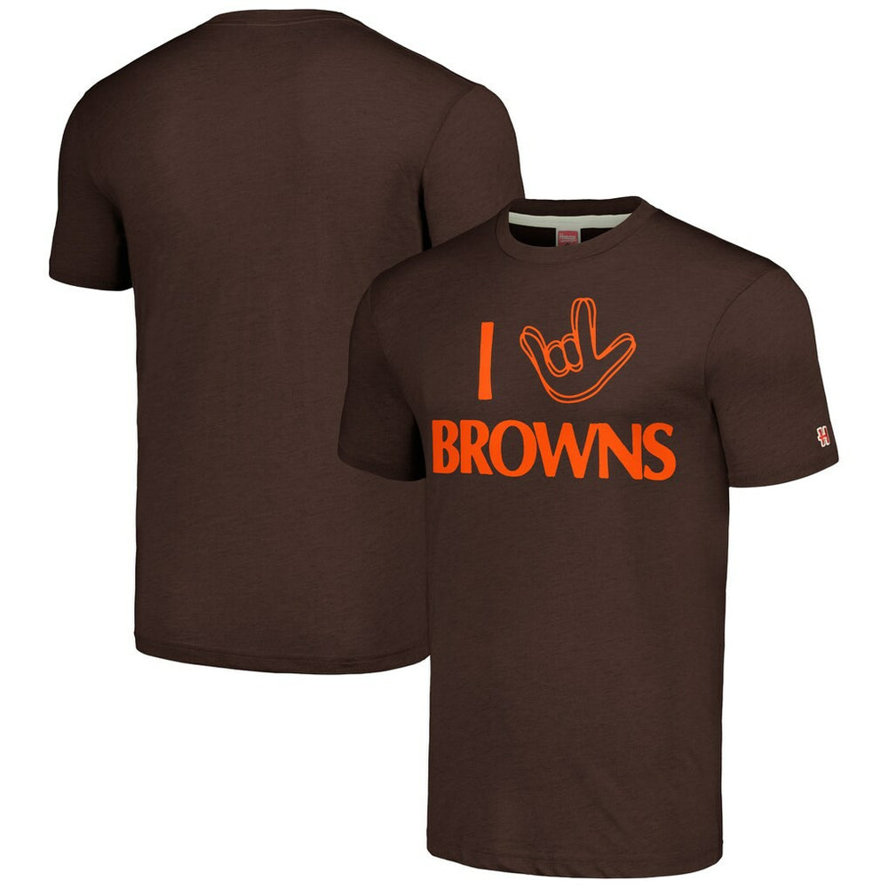 Homage Unisex The NFL ASL Collection by Love Sign Tri-Blend T-Shirt - Cleveland Browns T-shirts