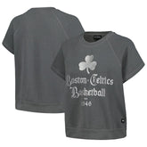 Boston Celtics The Wild Collective Women's Embroidered Fleece Raglan Short Sleeve Pullover Sweatshirt