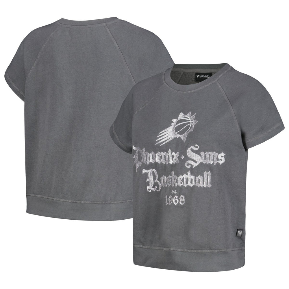 Phoenix Suns The Wild Collective Women's Embroidered Fleece Raglan Short Sleeve Pullover Sweatshirt