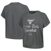 Chicago Bulls The Wild Collective Women's Embroidered Fleece Raglan Short Sleeve Pullover Sweatshirt sale