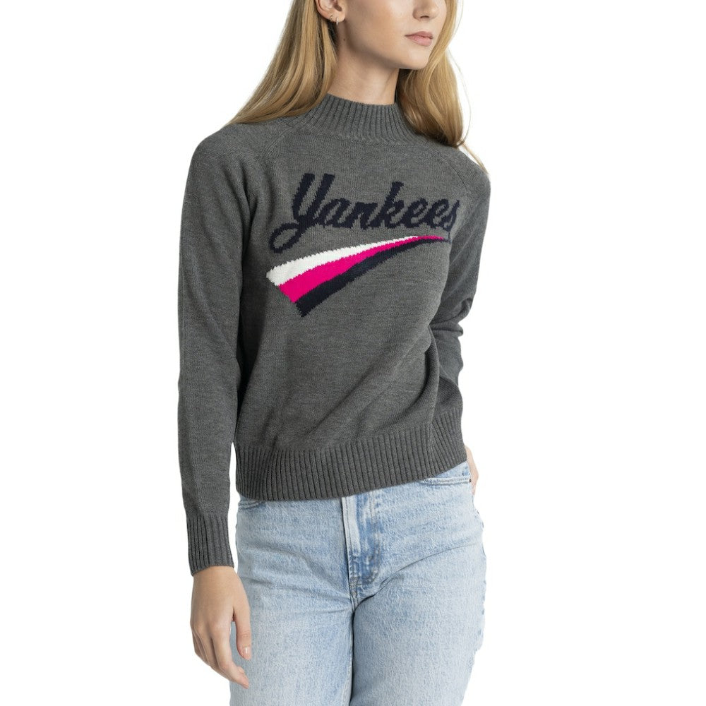 Gray New York Yankees Lusso Women's Serena Raglan Pullover Sweater