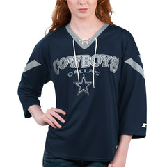 Starter Women's Rally Lace-Up 3/4-Sleeve T-Shirt - Dallas Cowboys T-shirts