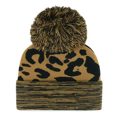 Boston Red Sox '47 Women's Leopard Rosette Cuffed Knit Hat with Pom