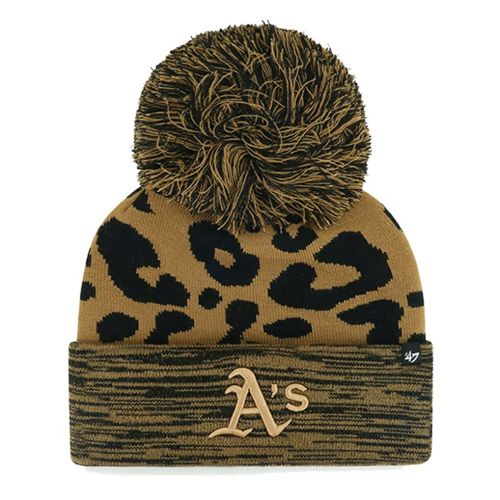 Athletics '47 Women's Leopard Rosette Cuffed Knit Hat with Pom