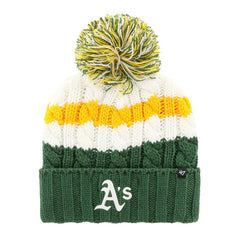 White/Green Athletics '47 Women's Ashfield Cuffed Knit Hat with Pom