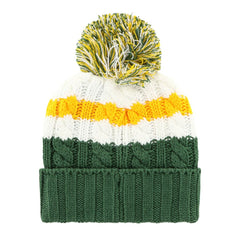 White/Green Athletics '47 Women's Ashfield Cuffed Knit Hat with Pom