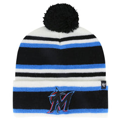 White/Black Miami Marlins '47 Youth Stripling Cuffed Knit Hat with Pom