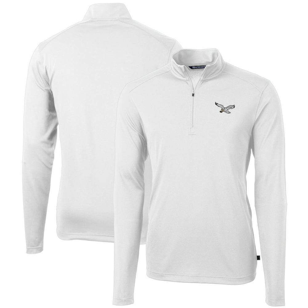 Cutter & Buck Gridiron Classics Big & Tall Virtue Eco Pique Recycled Quarter-Zip Pullover Top - Philadelphia Eagles Pullover
