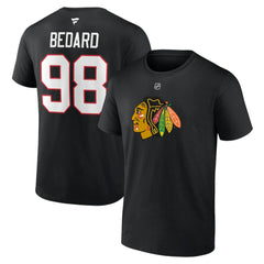 NHL Connor Bedard Chicago Blackhawks Fanatics Authentic Stack Name & Number T-Shirt