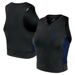 Black Houston Astros Fanatics Women's Studio Half-Zip Fitted Gym Tank Top