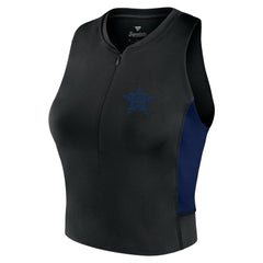 Black Houston Astros Fanatics Women's Studio Half-Zip Fitted Gym Tank Top