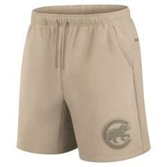 Khaki Chicago Cubs Fanatics Unisex Elements Super Soft Fleece Shorts