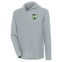 Boston Celtics Antigua Strong Hold Long Sleeve Henley Hoodie T-Shirt