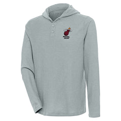 Miami Heat Antigua Strong Hold Long Sleeve Henley Hoodie T-Shirt